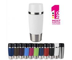 Emsa 515108 TRAVEL MUG, Mug isotherme fermeture par pression Quick Press, 100% hermétique, silicone, 360 ml, Blanc,