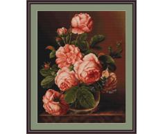 Lucas-S LB488 Kit pour Point de Croix ComptÃ© Motif Vase de Rose 43 x 34 cm