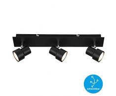 Briloner Leuchten 2861-035 Plafonnier Ã 3 spots LED orientables 3 ampoules GU10 5 W 460 lm 3000 K Noir, MÃ©tal