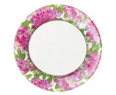 Caspari 13690DP Lot de 8 Assiettes Plates, Papier, Rose, 27 x 27 x 0,02 cm