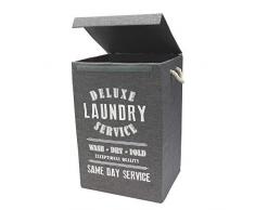 JVL Deluxe Pliable Tissu/vÃªtements/Corbeille de Panier Ã Linge avec poignÃ©es en Corde, Gris foncÃ©, 85Â Litre