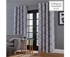 Catherine Lansfield Rideaux aztÃ¨que, 167,6Â x 228,6Â cm, Coton et Polyester, Silver, Curtains - 66x72In