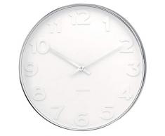 Karlsson KA4383 Horloge Murale Mr. White Numbers, Métal Poli, Blanc, 6 x 37,5 x 37,5 cm