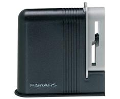 Fiskars Aiguiseur à ciseaux, Pour ciseaux de droitier, Pierre à aiguiser en céramique/Support plastique, Noir/Gris, Clip-Sharp, 1000812