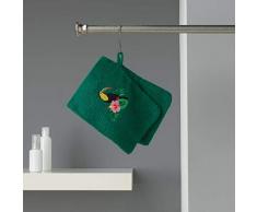 douceur dintÃ©rieur 2 gants de toilette 16x21 cm eponge brodee toucalaos vert