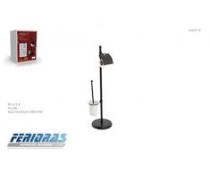 FERIDRAS Siena Lampadaire Brosse et dÃ©rouleur, Fer, Noir Canne de Fusil, 84Â x 16Â x 22Â cm