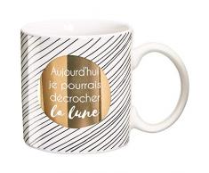 Draeger - Mug Original - Tasse à Thé à Offrir en Cadeau à Vos Proches - Tasse à Café en Porcelaine Fine - 350 ML 8 cm de diamètre x 8,5 cm de Hauteur décrocher la Lune