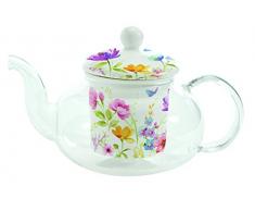 EASY LIFE 351FLDC Coffret THEIERE 0,45L en Borosilicate ET Bone China, Porcelaine, Multicouleur, 18x10,5x11 cm