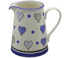 Fairmont & Main Cruche en faïence Crème avec Motif cÅurs Bleu Taille M