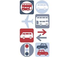 Livingwalls Panneau mural autocollant Pop Up Panel bleu rouge blanc 2,50 m x 0,35 m 942551