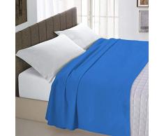 Italian Bed Linen Max Color Drap supérieur en Coleur Unie, 100 % Coton, Bleu Royal, Double