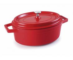 Lacor 25927 Faitout Rouge Ovale Fonte dAluminium avec Couvercle DiamÃ¨tre: 26X20 cm