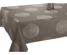 Le linge de Jules Nappe Anti-Taches Cercles Taupe - Taille : Rectangle 150x240 cm