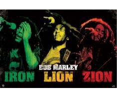 1art1 49224 Poster Bob Marley Iron Lion Zion Couleurs Rastafari 91 x 61 cm