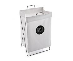 Versa 19480339 Panier Ã Linge, Toile, Blanc 66x36x3 cm