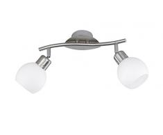 TRIO, Spot, Freddy incl. 2 x LED,E14,4,0 Watt,3000K,320 Lm. Verre opale, Blanc, Corps: metal, Nickel mat L:31,0cm, L:9,0cm, H:20,0cm IP20