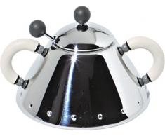 Alessi 9097 W Sucrier avec Petite CuillÃ¨re en Acier Inoxydable 18/10 Brillant, PoignÃ©es et Pommeau en Pa, Blanc