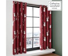 Catherine Lansfield Munro Rideau Ã Åillets Facile dentretien Rouge 66 x 183 cm
