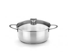 BRA Ancora - Faitout, 22 cm, Acier Inoxydable 18/10, avec Couvercle en Verre