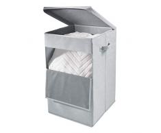 iDesign 07513EU Codi Panier Ã Linge Ã poignÃ©es, Grande boÃ®te de Rangement Ã Couvercle en Polyester, Gris, 31,8 cm x 35,6 cm x 55,9 cm