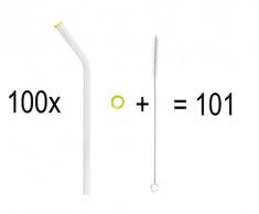 KOCH Paille en verre, courbée, citron, avec pinceau, PAQUET VALEUR (100)