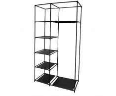 IDEBOX RG6202 Structure Armoire Cinq Cases et Une Penderie, Métal, Noir, Taille Unique