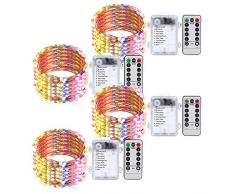 Umi. by Amazon - Guirlandes fÃ©eriques Ã 50Â LED multicolores, 5Â m, fonctionnent avec batterie et tÃ©lÃ©commande de rÃ©glage de la minuterie, intÃ©rieur ou extÃ©rieur, lot de 4