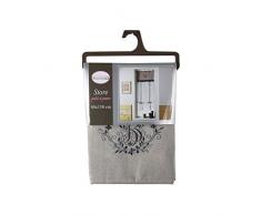 charme & douceur store droit a nouettes 60x150 cm polyester brode bonheur taupe/anthracite