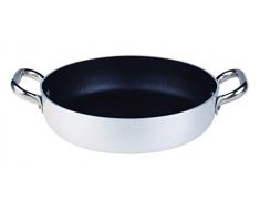 Pentole Agnelli Platinium Casserole en Aluminium avec 2 poignées en Acier Inoxydable, argentée 32 cm Argent