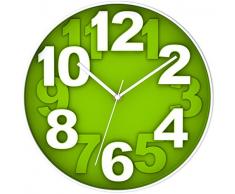 BUVU ZH09755A Horloge Murale, Plastique, Vert, 30 x 30 x 5 cm