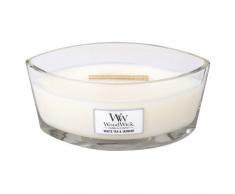 Woodwick 76062eu Thé et Jasmin Heart hwick Flame Bougie parfumée dans Verre, 454 g, Blanc, 19,5 x 11.4 x 8,8 cm