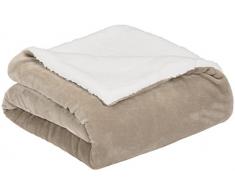 AmazonBasics Plaid double-face en sherpa et microvison, 220 x 240 cm, Taupe