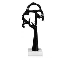 Arte Dal Mondo D7733PB Visage de Femme abstraicte Sculpture Abstraite en rÃ©sine laquÃ©e avec Base en marbre, Black, 77x33x21 cm