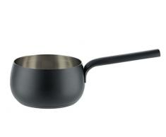 Alessi Sg105/14 B Mami Casserole Ã Long Manche en Acier Inoxydable 18/10 avec RevÃªtement en RÃ©sine Silicone, Noir, Fond en Acier MagnÃ©tique Compatible avec la Cuisson Par Induction, Ã 14 Cm