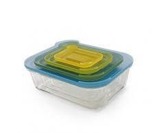 Joseph Joseph - Nest Glass - Set de 4 Boites de Conservation en Verre - Multicolore