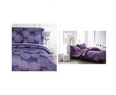 AmazonBasics Parure de lit avec Housse de Couette en Microfibre, 240 x 220 cm, Violet (Purple Floral) & Today Drap Housse Jersey - 100% Coton - Deep Purple - 140x190 cm