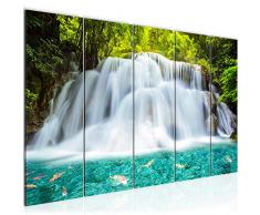 Tableau decoration murale Paysage de cascade 200 x 80 cm - XXL Impression sur Toile Salon Appartment 5 Parties - prÃªt Ã accrocher - 603555a