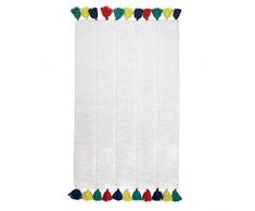 iDesign Tassel tapis de bain doux, sortie de douche rectangulaire en coton, blanc et multicolore