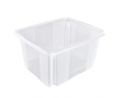 keeeper Boîte de Rangement avec Système d’Empilage, 41 x 34,5 x 22 cm, 24 l, Emil, Transparent