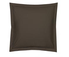 Blanc des Vosges Uni Percale Taie Coton Marron Glacé 65 x 65 cm