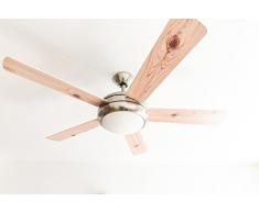 AireRyder FN75537 ventilateur de plafond Ursa avec télécommande et éclairage, boîtier satin nickel, couleur des pales blanc/pin, 132 cm, Métal, 75 W, 132 x 132 x 43 cm