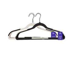 JVL Gamme Premium Plastique Gain de Place antidérapant cintres, Noir/Blanc, Pack of 20