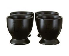 Premier Housewares Coquetier CÃ©ramique Lettres noires Lot de 4