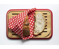 PEBBLY - NBA038 - Petite planche Ã pain S en bambou rouge avec grille amovible - MatÃ©riau naturel et rÃ©sistant