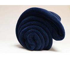 Soleil dOcre - 86AO415 - Calin Plaid Extra Doux en Microfibre Bleu (MARINE 512631) 160 x 120 cm