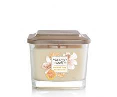 Yankee Candle Bougie parfumée carrée à 3 mèches avec couvercle à plateforme, collection élévation, lait de riz et miel, jusquà 38 heures de combustion