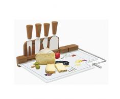 Easy Life 810KIBF Kitchen Basics COFFRET PLATEAU A FROMAGE 31,5X20CM EN VERRE ET BAMBOU, Multicouleur