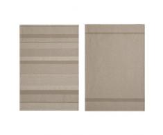 Coucke Lot de 2 Torchons Oscar, Coton, Taupe, 75x50 cm