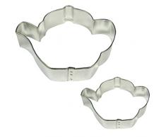 PME SC615 Lot de 2 Emporte pièces Théière pour Biscuits et Gâteaux, Acier Inoxydable, Argent, 10 x 2 x 7,5 cm