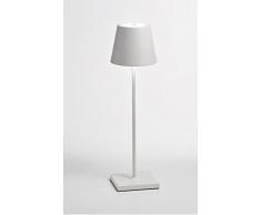 Zafferano Poldina - Lampe de Bureau sans Fil, Veilleuse Rechargeable, Lampe à Poser Rechargeable, Protection élevé IP54, Aluminium Peint, Source Lumineuse LED, 9 Heures dAutonomie - Blanc